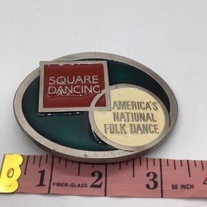 Square Dancing Enameled Belt Buckle